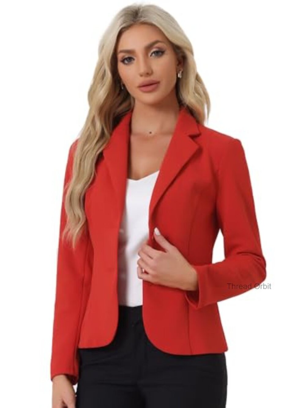 Allegra K Women's Notch Lapel Blazer Stretch Long Sleeve Business Casual